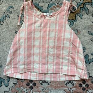 Madewell Pink and Cream Plaid Top